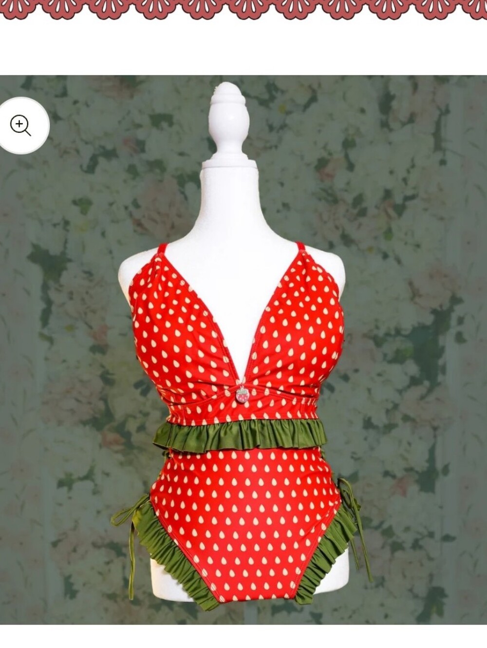 MochipanStrawberry Bikini Lace Up Side M Top L Bottom Women's